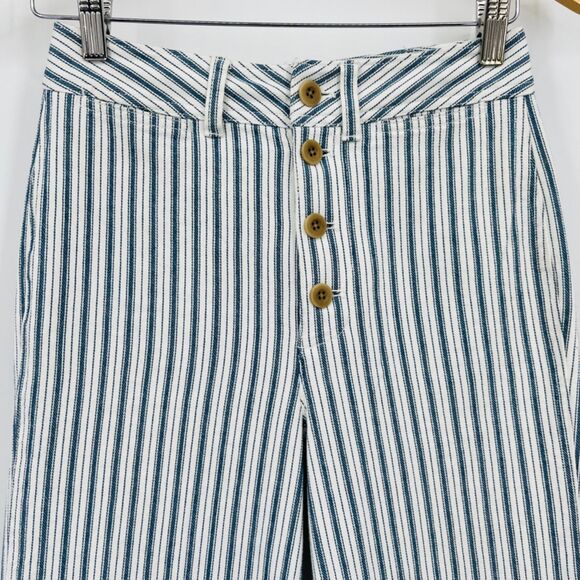 Madewell Emmett Wide-Leg Crop Pants in Stripe: Button-Front Edition, Size 25 - Picture 6 of 11